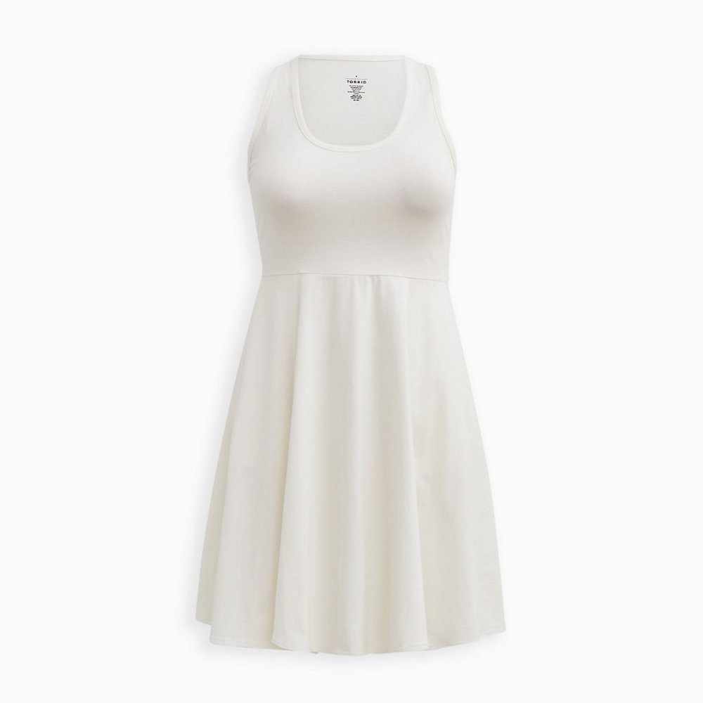 Torrid SCOOP NECK TANK DRESS - FOXY WHITE Size 0 - Picture 2 of 5